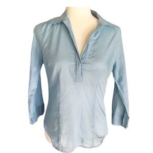 LOFT blouse Light blue fitted collared shirt lightweight small
